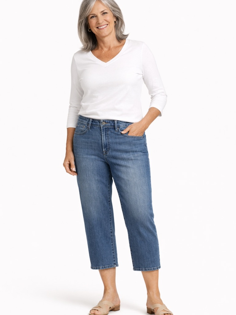 Talbots Jeans Flawless 5-Pocket Cropped Jeans - Straight leg Size 32 Waist